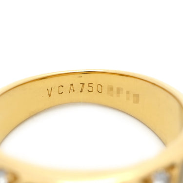 ヴァンクリーフアーペル Van Cleef & Arpels シェル ダイヤ ヴィンテージ パールホワイト×イエローゴールド K18YG ダイヤモンド マザーオブパール リング 指輪 750 YG 5Pダイヤ キルティングデザイン 10.5号