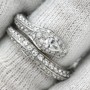 ブシュロン BOUCHERON スネーク ダイヤモンド ホワイトゴールド K18WG ダイヤモンド #52 リング 指輪 Au750 18K ヘビ 蛇モチーフ セミエタニティ 12号