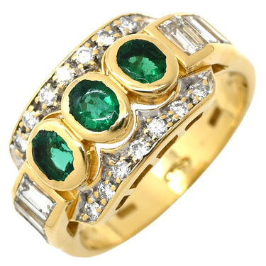 ダミアーニ DAMIANI エメラルド ダイヤ グリーン×イエローゴールド K18YG ダイヤモンド エメラルド リング 指輪 18K AU750 YG 14号