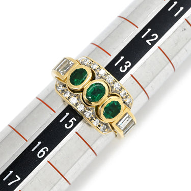 ダミアーニ DAMIANI エメラルド ダイヤ グリーン×イエローゴールド K18YG ダイヤモンド エメラルド リング 指輪 18K AU750 YG 14号