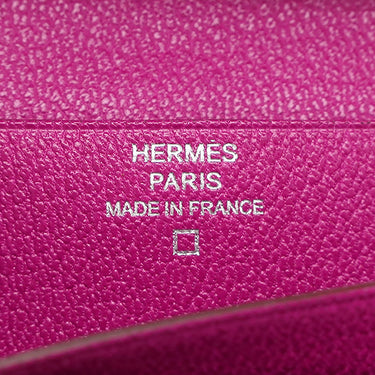 エルメス HERMES ベアンスフレ ローズシェヘラザード アリゲーター 長財布 シルバー金具 紫 二つ折り H金具 クロコ 艶あり
