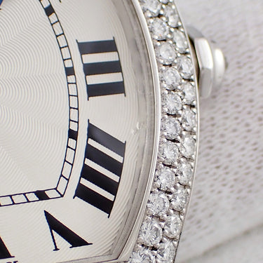 腕時計 カルティエ Cartier トーチュ LM WA504351 手巻き メンズ OH済 K18WG無垢 純正ダイヤ シルバー ギョーシェ 青針 ローマン