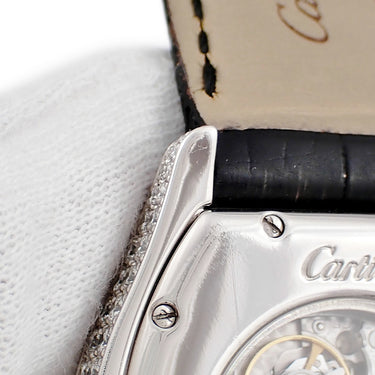 腕時計 カルティエ Cartier トーチュ LM WA504351 手巻き メンズ OH済 K18WG無垢 純正ダイヤ シルバー ギョーシェ 青針 ローマン
