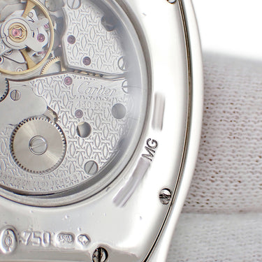 腕時計 カルティエ Cartier トーチュ LM WA504351 手巻き メンズ OH済 K18WG無垢 純正ダイヤ シルバー ギョーシェ 青針 ローマン