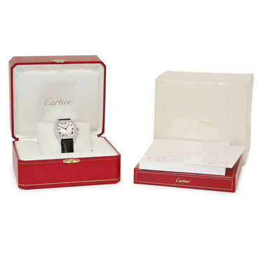 腕時計 カルティエ Cartier トーチュ LM WA504351 手巻き メンズ OH済 K18WG無垢 純正ダイヤ シルバー ギョーシェ 青針 ローマン