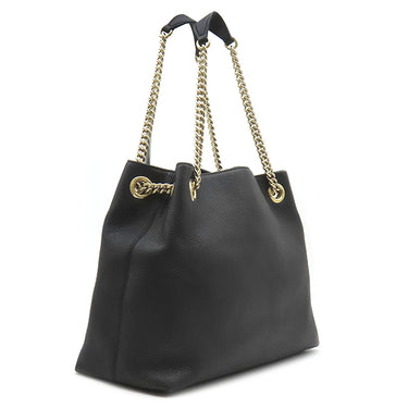 グッチ GUCCI ソーホー インターロッキングG 536196 ブラック レザー トートバッグ ゴールド金具 黒 チェーン ショルダー