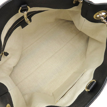 グッチ GUCCI ソーホー インターロッキングG 536196 ブラック レザー トートバッグ ゴールド金具 黒 チェーン ショルダー