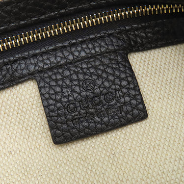 グッチ GUCCI ソーホー インターロッキングG 536196 ブラック レザー トートバッグ ゴールド金具 黒 チェーン ショルダー