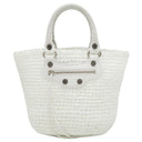 バレンシアガ BALENCIAGA ル カゴール パニエ スモール 786187 ホワイト ナイロン レザー 2WAYバッグ シルバー金具 トート ショルダー バスケット織り