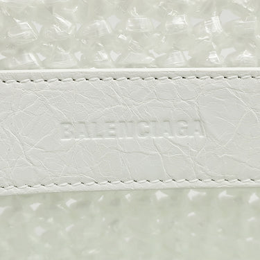 バレンシアガ BALENCIAGA ル カゴール パニエ スモール 786187 ホワイト ナイロン レザー 2WAYバッグ シルバー金具 トート ショルダー バスケット織り