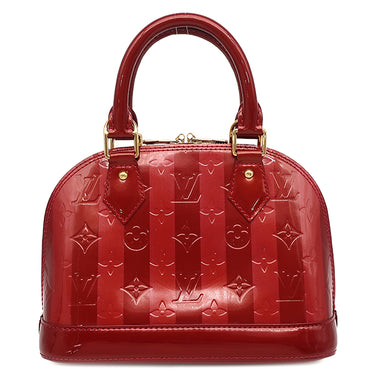 ルイヴィトン LOUIS VUITTON レイユール アルマBB M91593 ポムダムール モノグラムヴェルニ 2WAYバッグ ゴールド金具 赤 ストライプ ショルダー
