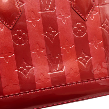 ルイヴィトン LOUIS VUITTON レイユール アルマBB M91593 ポムダムール モノグラムヴェルニ 2WAYバッグ ゴールド金具 赤 ストライプ ショルダー