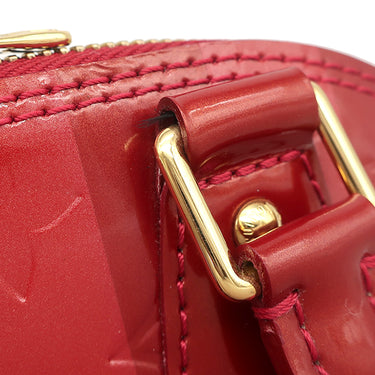 ルイヴィトン LOUIS VUITTON レイユール アルマBB M91593 ポムダムール モノグラムヴェルニ 2WAYバッグ ゴールド金具 赤 ストライプ ショルダー