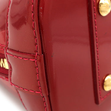 ルイヴィトン LOUIS VUITTON レイユール アルマBB M91593 ポムダムール モノグラムヴェルニ 2WAYバッグ ゴールド金具 赤 ストライプ ショルダー