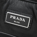 プラダ PRADA クジラプリント サフィアーノ ブラック レザー 2WAYバッグ シルバー金具 クラッチ ショルダー 黒 トライアングルロゴ ホエール