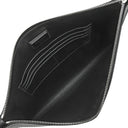 プラダ PRADA クジラプリント サフィアーノ ブラック レザー 2WAYバッグ シルバー金具 クラッチ ショルダー 黒 トライアングルロゴ ホエール