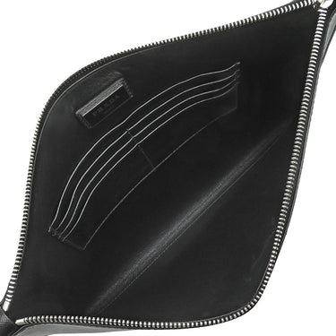 プラダ PRADA クジラプリント サフィアーノ ブラック レザー 2WAYバッグ シルバー金具 クラッチ ショルダー 黒 トライアングルロゴ ホエール