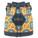 グッチ GUCCI GG カレイドスコープ 100周年記念 676682 ネイビー×マルチカラー PVC レザー ショルダーバッグ ゴールド金具 紺 幾何学柄 巾着 斜め掛け