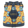 グッチ GUCCI GG カレイドスコープ 100周年記念 676682 ネイビー×マルチカラー PVC レザー ショルダーバッグ ゴールド金具 紺 幾何学柄 巾着 斜め掛け