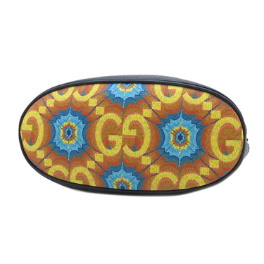 グッチ GUCCI GG カレイドスコープ 100周年記念 676682 ネイビー×マルチカラー PVC レザー ショルダーバッグ ゴールド金具 紺 幾何学柄 巾着 斜め掛け