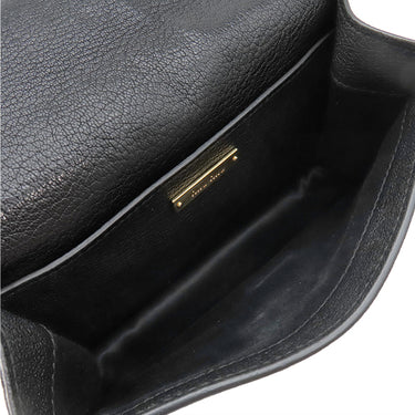 ミュウミュウ MIU MIU ビジュー チェーンショルダー ブラック レザー 2WAYバッグ ゴールド金具 クラッチ メタルロゴ