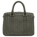 ボッテガヴェネタ BOTTEGA VENETA イントレチャート ブリーフケース グリーン レザー 2WAYバッグ シルバー金具 ビジネスバッグ