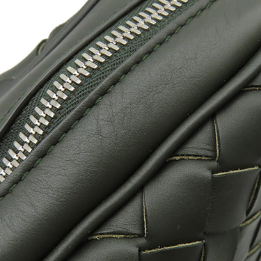 ボッテガヴェネタ BOTTEGA VENETA イントレチャート ブリーフケース グリーン レザー 2WAYバッグ シルバー金具 ビジネスバッグ