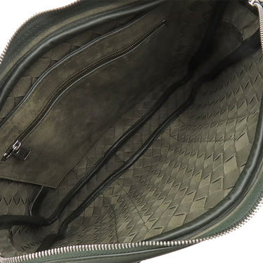 ボッテガヴェネタ BOTTEGA VENETA イントレチャート ブリーフケース グリーン レザー 2WAYバッグ シルバー金具 ビジネスバッグ