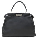 フェンディ FENDI ピーカブー セレリア ミディアム ブラック レザー 2WAYバッグ シルバー金具 黒 ハンドバッグ ショルダー