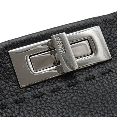 フェンディ FENDI ピーカブー セレリア ミディアム ブラック レザー 2WAYバッグ シルバー金具 黒 ハンドバッグ ショルダー