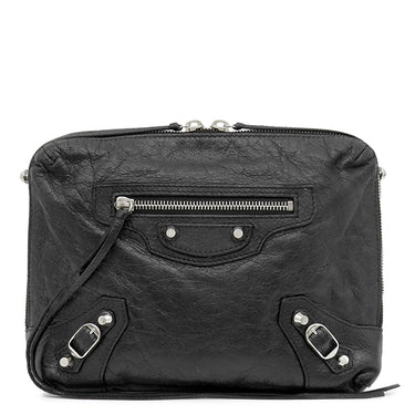 バレンシアガ BALENCIAGA クラシック リポーター 431649 ブラック レザー ショルダーバッグ シルバー金具 ミニクロスバッグ