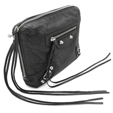 バレンシアガ BALENCIAGA クラシック リポーター 431649 ブラック レザー ショルダーバッグ シルバー金具 ミニクロスバッグ
