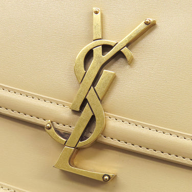 イヴ・サンローラン Yves Saint Laurent ソルフェリーノ 634306 ベージュ カーフ ショルダーバッグ マットゴールド金具 YSL ロゴプレート カサンドラロゴ