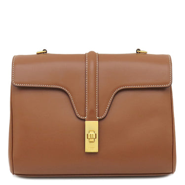 セリーヌ CELINE ティーン ソフト 16 196853CR4 タン レザー ショルダーバッグ ゴールド金具 茶 16 SOFT TEEN