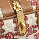 セリーヌ CELINE トリオンフ エンブロイダリー スモール ボストン 193652CS8 ブラウン×レッド キャンバス レザー 2WAYバッグ ゴールド金具 ショルダー チェーン