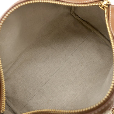 セリーヌ CELINE トリオンフ エンブロイダリー スモール ボストン 193652CS8 ブラウン×レッド キャンバス レザー 2WAYバッグ ゴールド金具 ショルダー チェーン