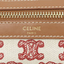 セリーヌ CELINE トリオンフ エンブロイダリー スモール ボストン 193652CS8 ブラウン×レッド キャンバス レザー 2WAYバッグ ゴールド金具 ショルダー チェーン