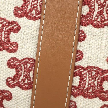 セリーヌ CELINE トリオンフ エンブロイダリー スモール ボストン 193652CS8 ブラウン×レッド キャンバス レザー 2WAYバッグ ゴールド金具 ショルダー チェーン
