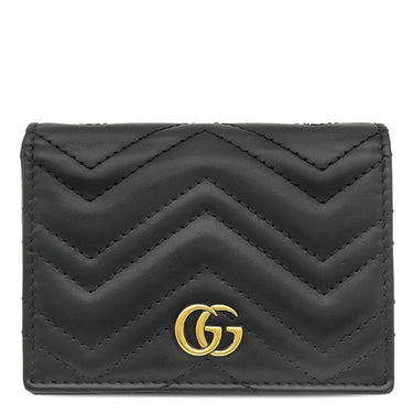 グッチ GUCCI ダブルG ミニウォレット 466492 ブラック レザー 二つ折り財布 ゴールド金具 キルティング レザーウォレット
