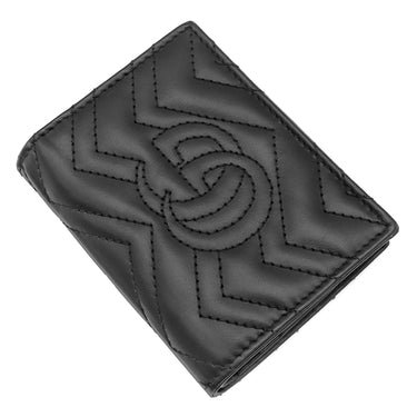 グッチ GUCCI ダブルG ミニウォレット 466492 ブラック レザー 二つ折り財布 ゴールド金具 キルティング レザーウォレット