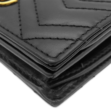 グッチ GUCCI ダブルG ミニウォレット 466492 ブラック レザー 二つ折り財布 ゴールド金具 キルティング レザーウォレット