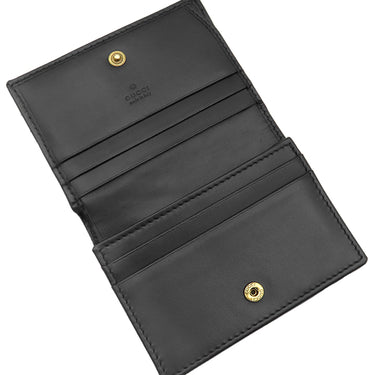 グッチ GUCCI ダブルG ミニウォレット 466492 ブラック レザー 二つ折り財布 ゴールド金具 キルティング レザーウォレット