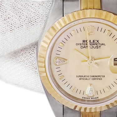 腕時計 ロレックス ROLEX デイトジャスト 26 79173N2BR P番 自動巻き レディース P番 K18YG×SS コンビ 純正ダイヤ イエロー シェル