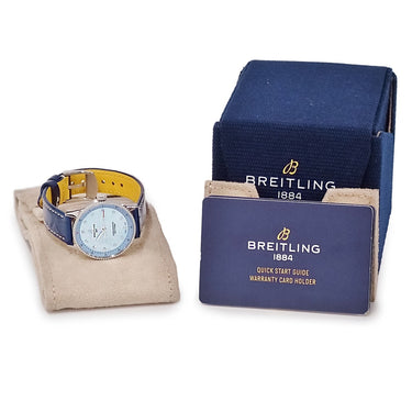 腕時計 ブライトリング BREITLING ナビタイマー 32 A77320 A77320171C1P1 クオーツ レディース 新品同様 純正ダイヤ ブルー シェル 水色