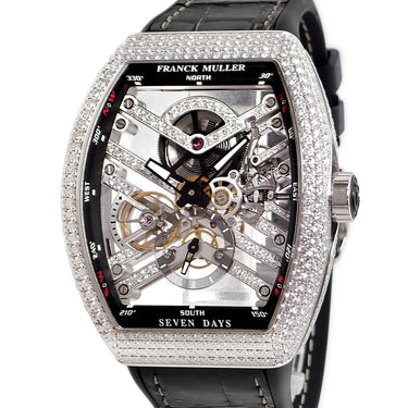 腕時計 フランクミュラー FRANCK MULLER ヴァンガード 7デイズ V45 S6 SQT D MVT D OG NR 手巻き メンズ 純正ダイヤ パヴェ スケルトン