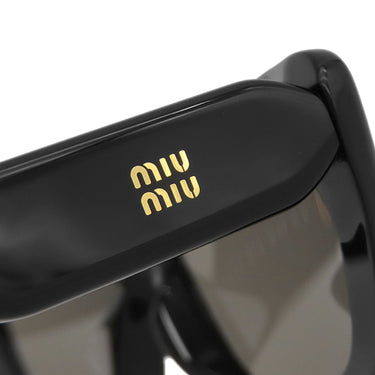 ミュウミュウ MIU MIU シエル スクエア シェイプ 56□16 SMUB12-F ブラック プラスチック サングラス 黒 グレーレンズ ロゴ