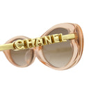 シャネル CHANEL オーバル シェイプ 54□17 5565 ベージュ プラスチック サングラス ゴールド金具 クリア ピンクベージュ ロゴ ブラウンレンズ