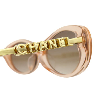シャネル CHANEL オーバル シェイプ 54□17 5565 ベージュ プラスチック サングラス ゴールド金具 クリア ピンクベージュ ロゴ ブラウンレンズ