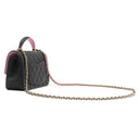 シャネル CHANEL マトラッセ トップハンドル ミニ ブラック×ピンク レザー ショルダーバッグ ゴールド金具 チェーン