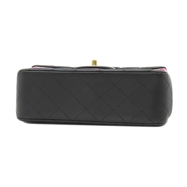 シャネル CHANEL マトラッセ トップハンドル ミニ ブラック×ピンク レザー ショルダーバッグ ゴールド金具 チェーン